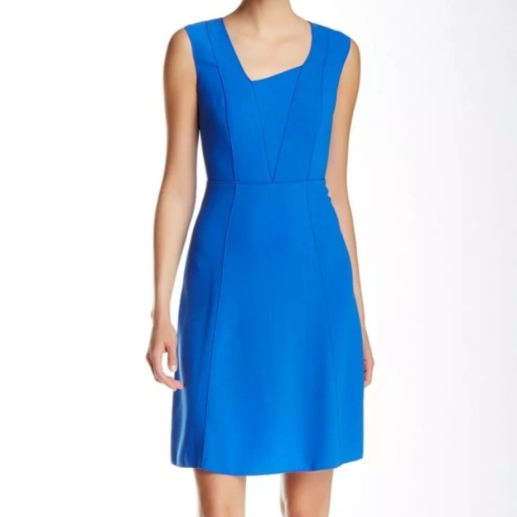 Elie Tahari Sydney Blue Oasis Sleeveless Fit Flare Dress Women's Size 10
